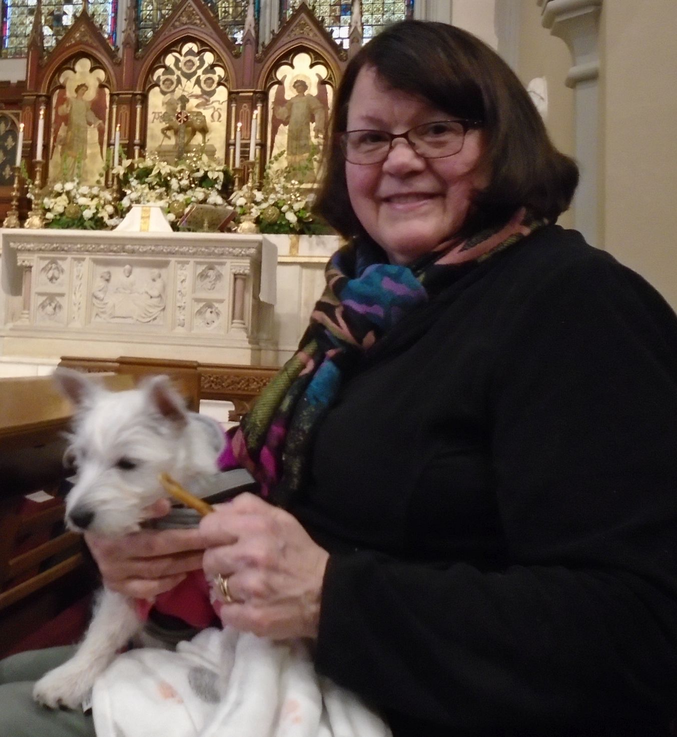 Heidi and puppy at Calvary Episcopal
        Church, Memphis