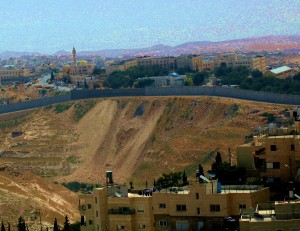 Distant view of wall in front of Abu Dis
