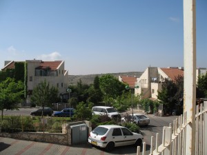 traffioc circle on hilltop, with plantings